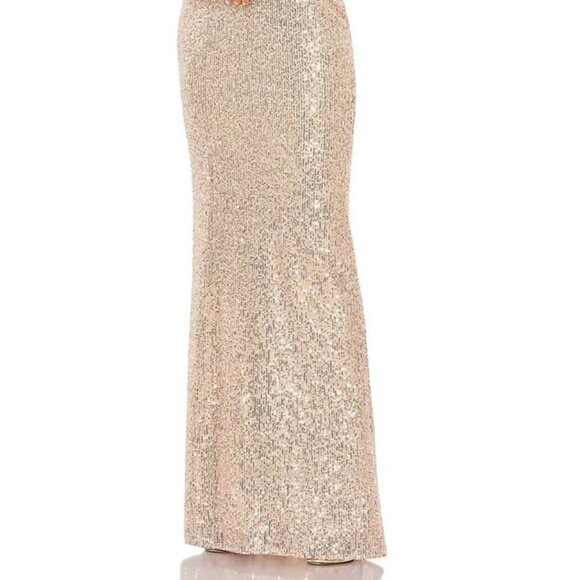 Ieena Mac Duggal Rose Gold Sequin Halter Gown - Picture 2 of 5